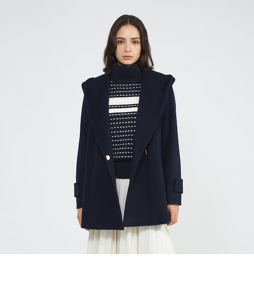 ジーロンラムウール フーデッドミドルコート