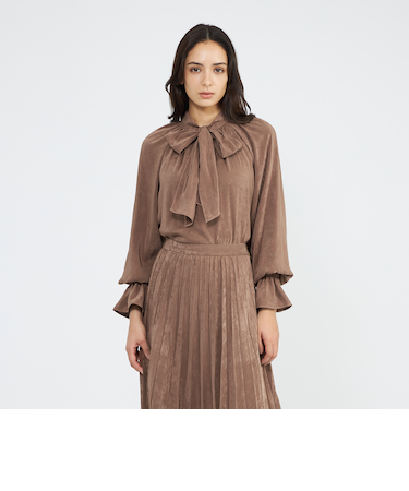 フィブリルサテン ボウタイブラウス