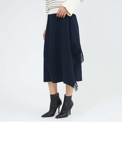 【La maglia due】 フリンジAライン ニットスカート
