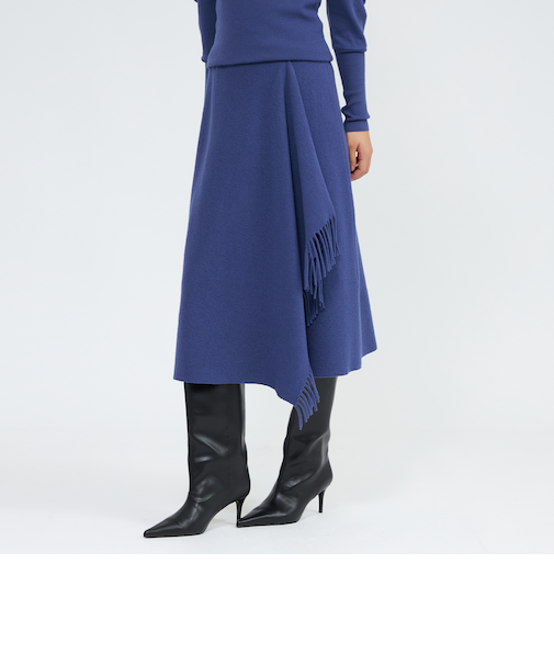 【La maglia due】 フリンジAライン ニットスカート