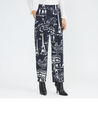 ランドスケーププリント テーパードパンツ