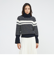 ウールラインボーダー タートルニット