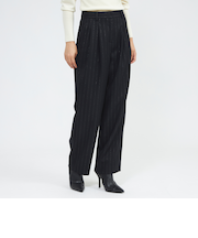 ウールラメストライプ タックワイドテーパードパンツ