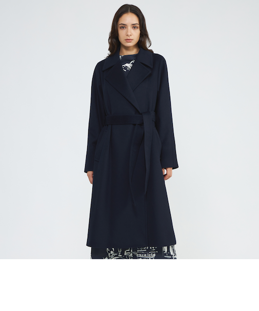 ジーロンラムウール ベルテッドロングコート