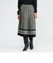 バイカラージオメトリックプリント プリーツスカート