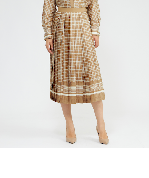 バイカラージオメトリックプリント プリーツスカート｜エポカの通販