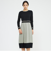 アセテートナイロンジャカード ニットワンピース