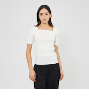 キュプラベーシック スクエアカラーニット