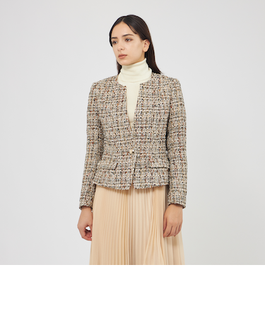 ファンシーツィード ノーカラージャケット