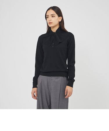 ウォッシャブルウール リボンタイニット