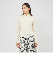 ウォッシャブルウール リボンタイニット