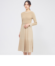 プリーツライクジャカード ニットワンピース