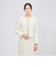 コットンファンシーツィード ノーカラージャケット