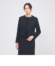 コットンファンシーツィード ノーカラージャケット