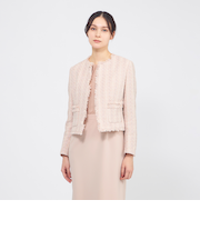 コットンファンシーツィード ノーカラージャケット