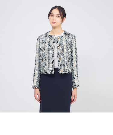 ミックスファンシーツィード ノーカラージャケット