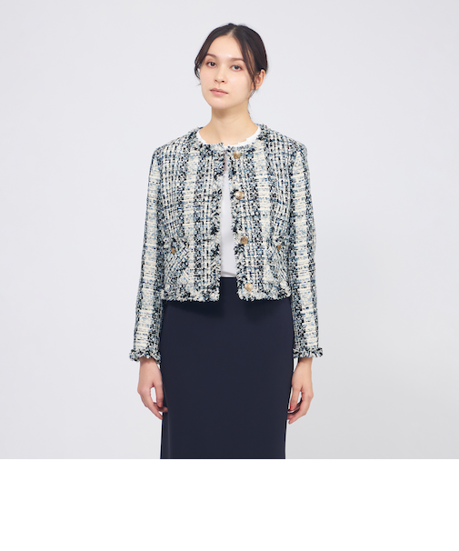 ミックスファンシーツィード ノーカラージャケット