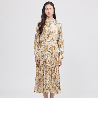 マーブルプリント プリーツドレス