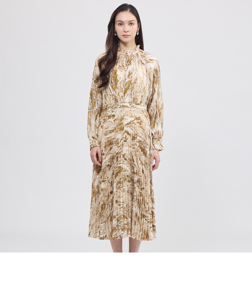 マーブルプリント プリーツドレス