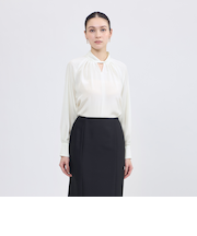 ドットドビーデシン スタンドカラーブラウス