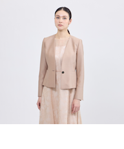 ウールシルクタッサー ノーカラージャケット