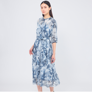 フィオーレローンプリント カシュクールワンピース