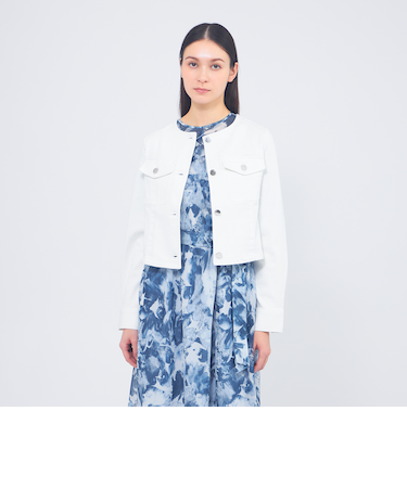 ストレッチデニム ノーカラージャケット