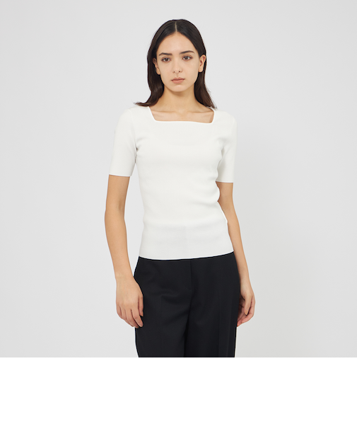 キュプラベーシック スクエアカラーニット