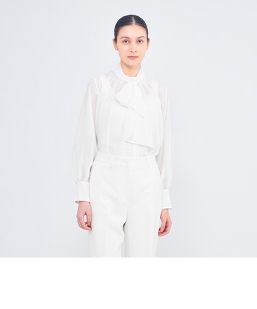 エアリーシフォン プリーツブラウス