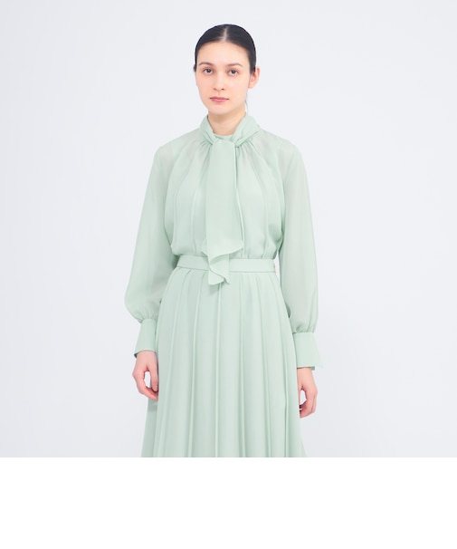 エアリーシフォン プリーツブラウス