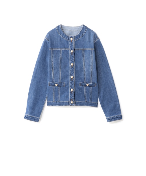 【EPOCA STORIA】ノーカラーデニムジャケット(インディゴ)《WEB＆EPOCA THE SHOP店舗限定》