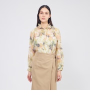 グラフィカルフラワー フリルカラーブラウス