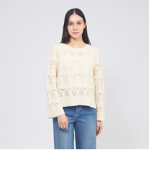 ケーブルニット ベルスリーブプルオーバー