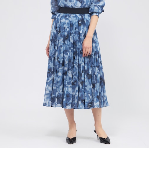 グラフィカルフラワー プリーツスカート