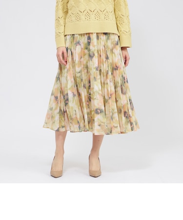 グラフィカルフラワー プリーツスカート