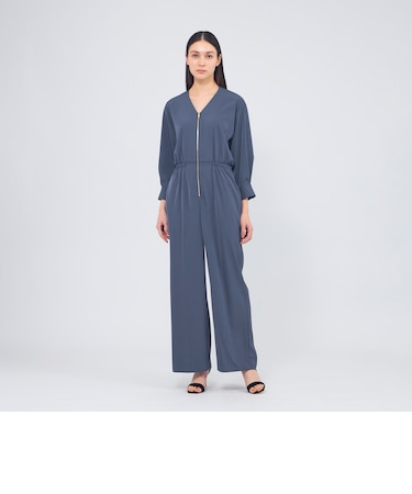 グロッシーツイル ワイドストレートジャンプスーツ