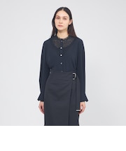 パウダリーダブルクロス レースコンビブラウス