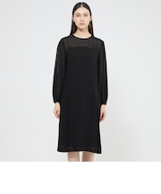 クレープジョーゼット ストレートラインドレス