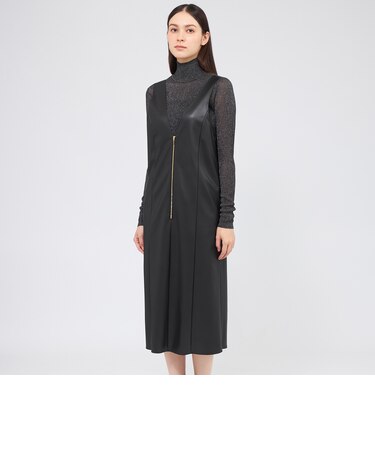 シンセティックレザー ジャンパースカート