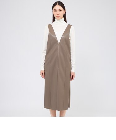 シンセティックレザー ジャンパースカート