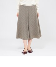 グレンチェックストレッチ フレアスカート