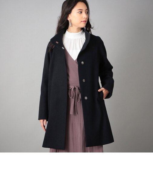 ウールジャージー スタンドカラーコート