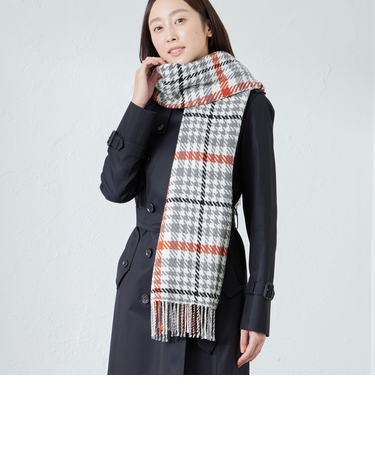 エクストラファインメリノ 格子柄ストール【UNISEX】
