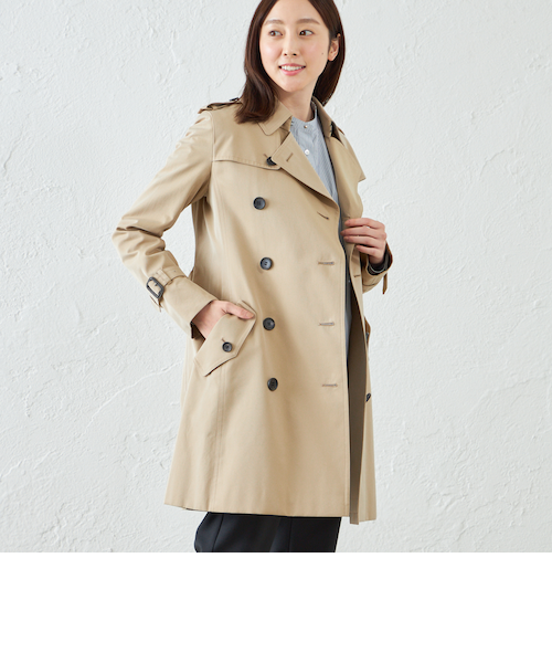 美品✨サンヨー 100年コート トレンチコート　ライナー　ワインレッド 100年コート＞スタンダードモデル ダブルトレンチコート（ショート