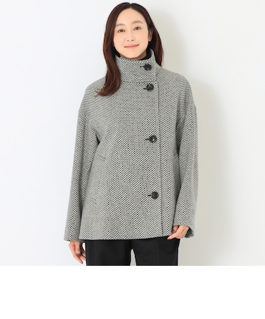 ＜Rain Wool＞スタンドカラー ショートコート