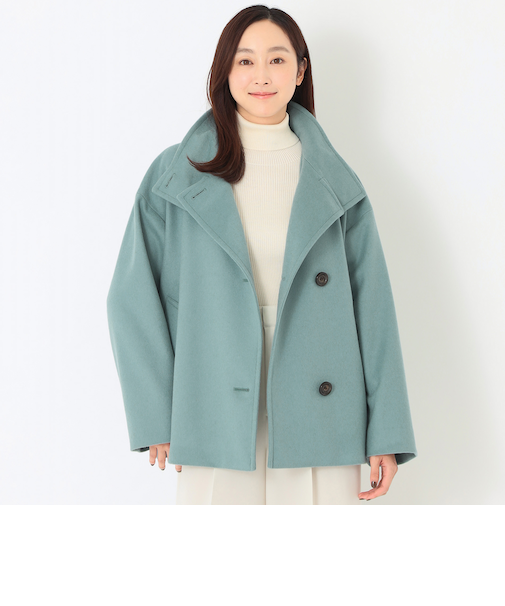 ＜Rain Wool＞スタンドカラー ショートコート
