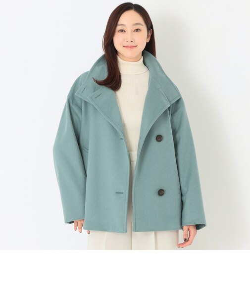 ＜Rain Wool＞スタンドカラー ショートコート