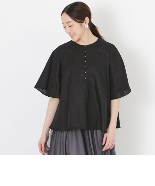 カラーリネンプルオーバーブラウス