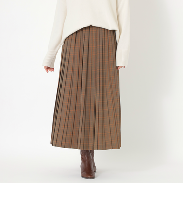 エコウールチェックプリーツスカート