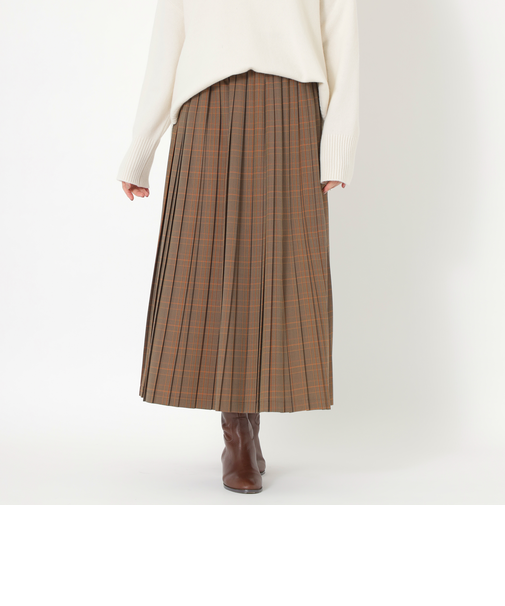 エコウールチェックプリーツスカート